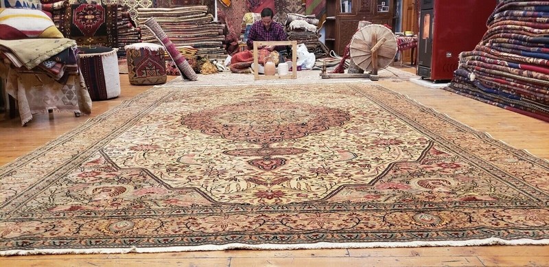 Handknotted Legendary 1960-1970s Vintage Wool Pile Muted Dye Splendid Hereke Rug gallery