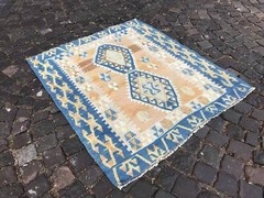 Turkish Antique rug Bohemian Area rug Oushak rug Vintage Rug Handmade Wool rug