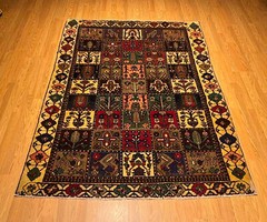 5 x 7 Handmade Antique One Of A kind Village Made Bakhtiari Pictorial Wool Rug