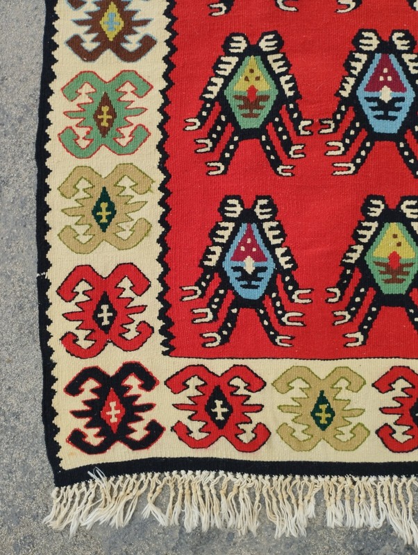 Vintage Handmade Turkish Tribal Wool Kilim Rug Carpet 133x70 cm gallery