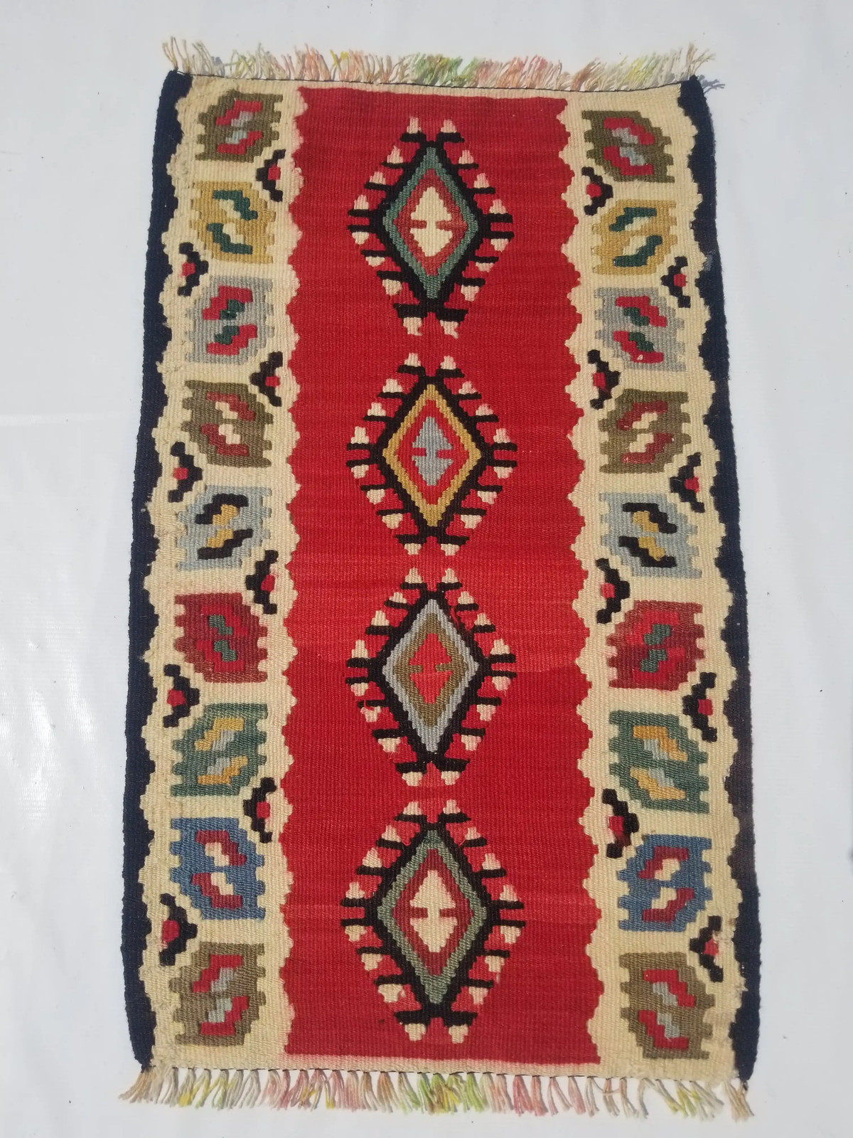 Vintage Traditional Handmade Turkish Wool Multi Kilim Rug 2.7x1.6ft gallery