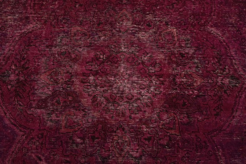 Vintage Overdyed 8’1” x 10’8” Pink Distressed Wool Hand-Knotted Oriental Rug gallery