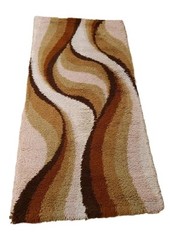 DESSO rug shag dralon wool brown Waves 60s 70s vintage Mid Century