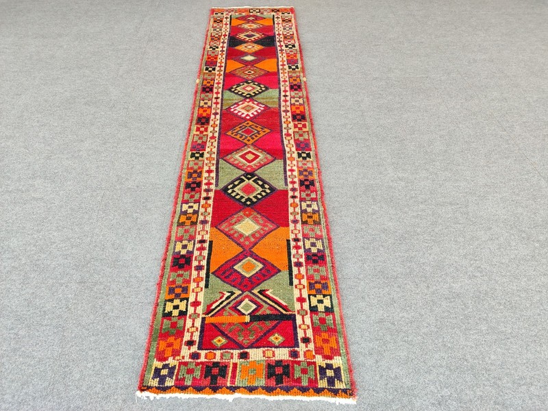 Rich Color Antique rug 3x12, Turkish runner 3x12 vintage, Heriz rug, Herki rug gallery