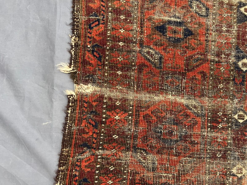 Red Distressed Low Pile Caucasian Rug 4x6 ft Hand Knotted Vintage Boho Carpet gallery