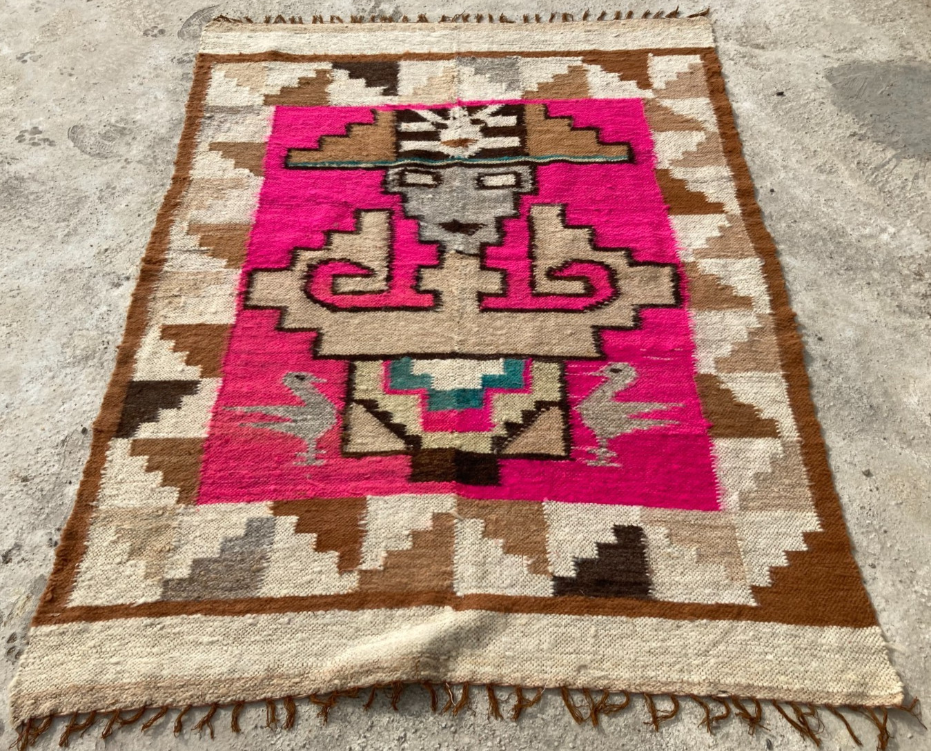 Vintage Handmade Turkish Geometric Wool Kilim Rug 156x116 cm gallery