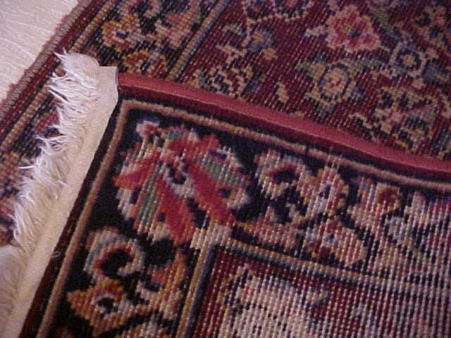 ORIENTAL RUG, RED WITH FLOWERS, 26" by 50", Vintage 1940s gallery