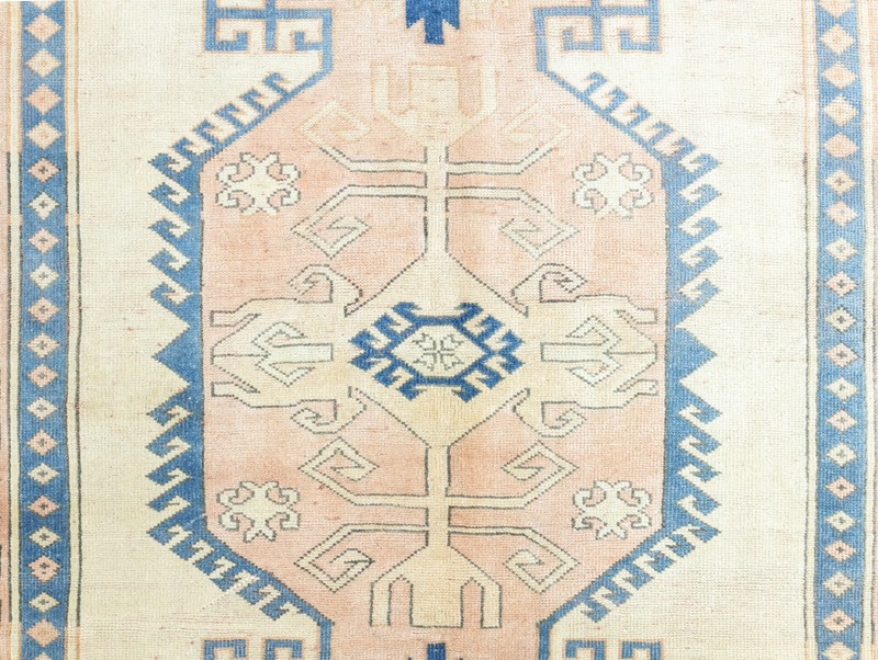 Vintage Turkish Tribal Large Rug 6x8.3 ft – Boho Chic Hand-Knotted Oushak Carpet gallery