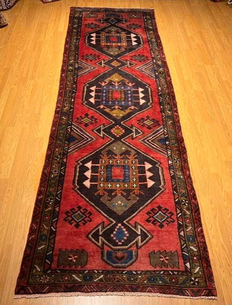 3.8 x 13 Handmade Village Made One Of A Kind Kurdish Runner_Natural Dyes Wool