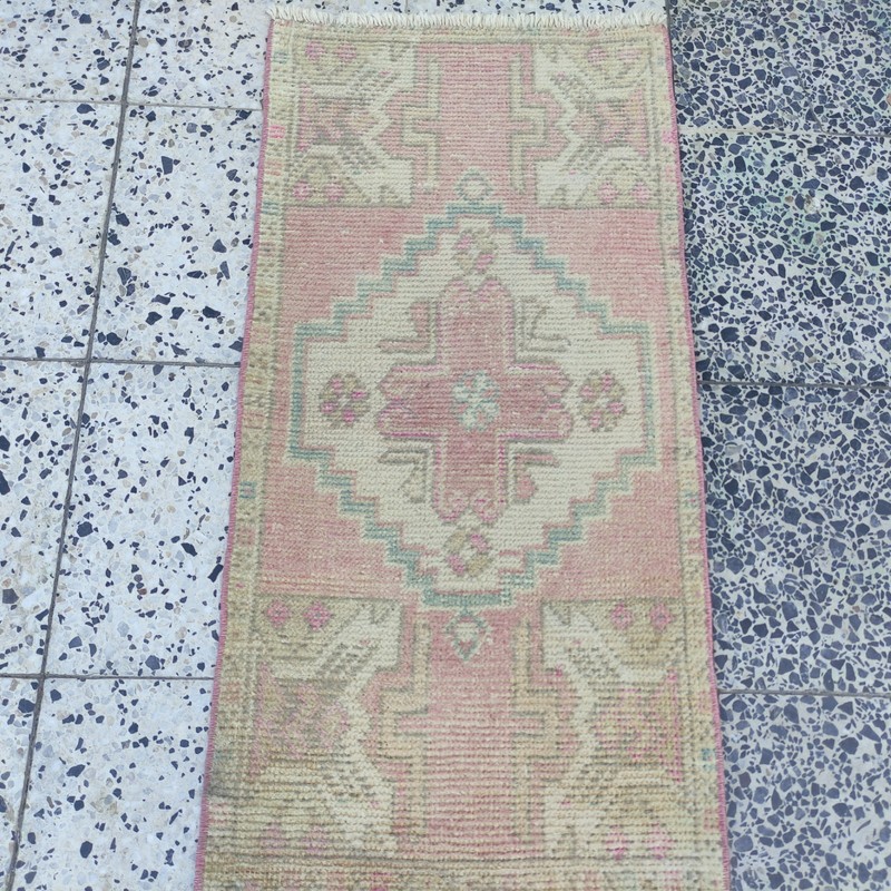 Pastel 2x3 Turkish Vintage Small Rug Handmade 46 x 93 cm Bath Mat 1.51 x 3.05 ft gallery