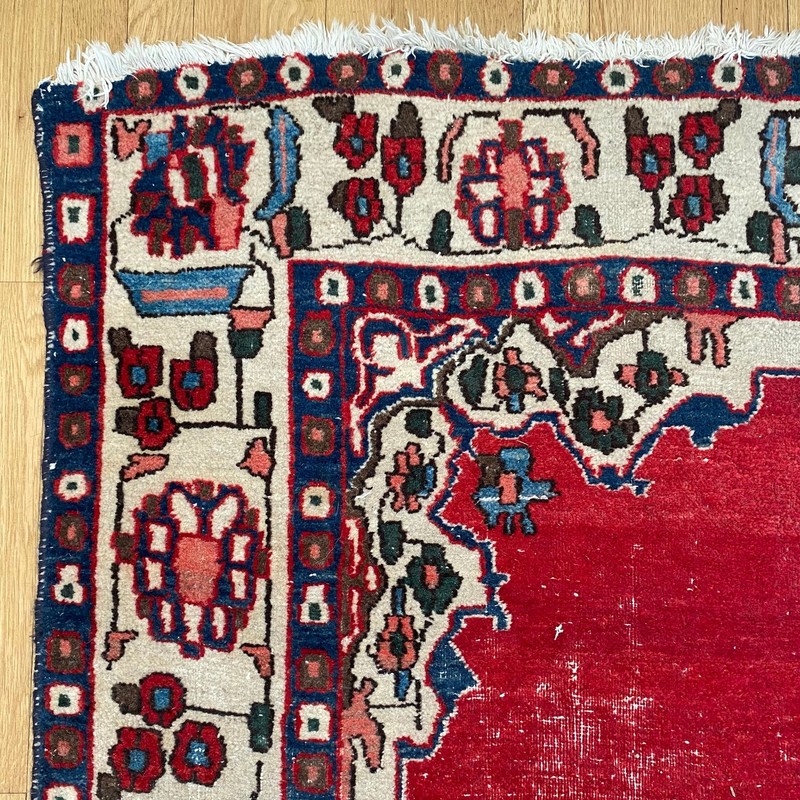 Vintage Rug 4' 10 x 6' 11 Red Hand Knotted Oriental Rug gallery