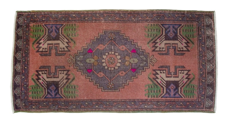 Vintage Turkish Rug Door Mat 1970s Hand Knotted Accent rug Enrty Decor 1'9 x 3'6 gallery