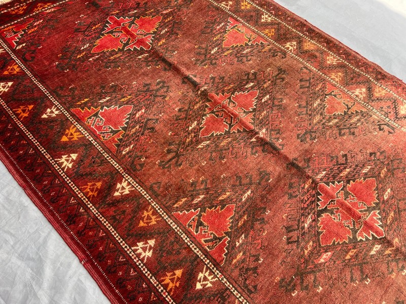 Antique Turkmen Rug 3'9x5'8 Ft – Tribal Handmade Wool Rug Geometric Afghan Style gallery