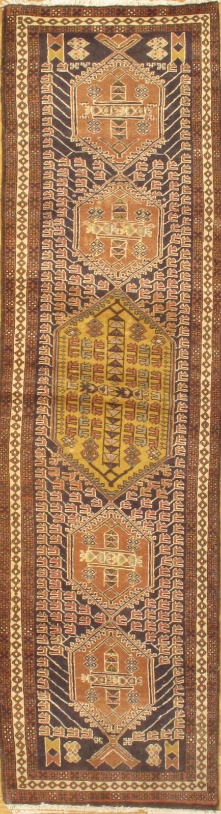 Antique Hand-knotted Per Karajeh Runner Rug - 2'6"X10'2" gallery