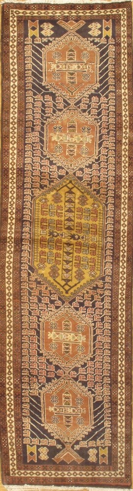 Antique Hand-knotted Per Karajeh Runner Rug - 2'6"X10'2"