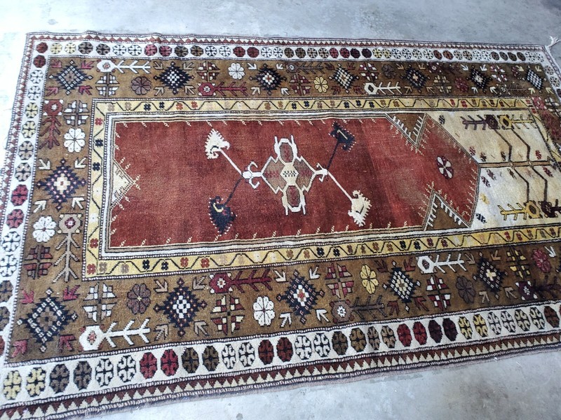 Antique 1935-1940s,Henna Natural Dyes, 4x7ft Tribal Dowry Rug Turkey gallery