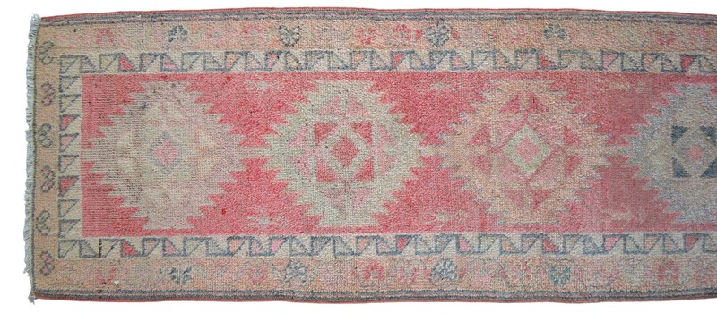 Turkish Runner Rug, Hand Made Rug, Tribal Wool Rug, PINK Runner Rug 3 x 11 ft gallery