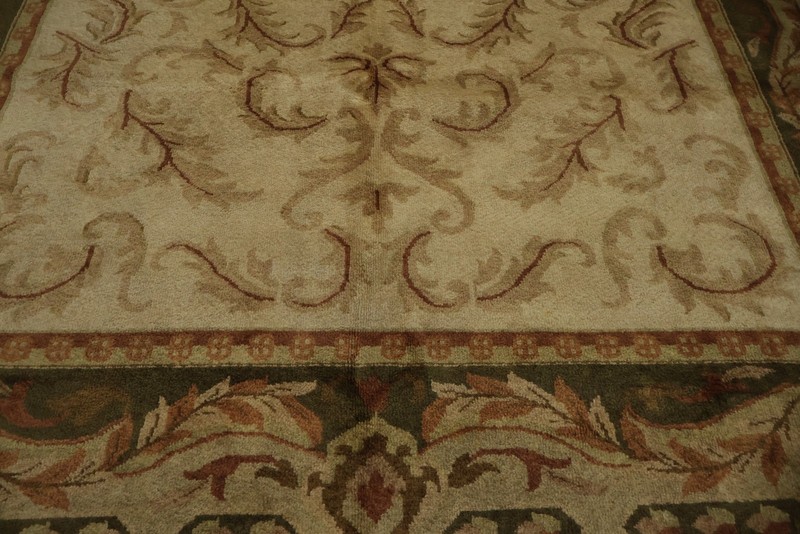 Sophisticated Aubusson French Area Rug 8x10 with Ornate Details Handmade Carpet gallery