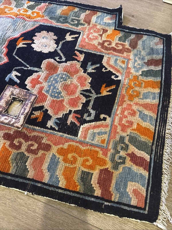 Late 1800’s Piece Hand Made TIBETAN HORSE SADDLE RUG Antique gallery