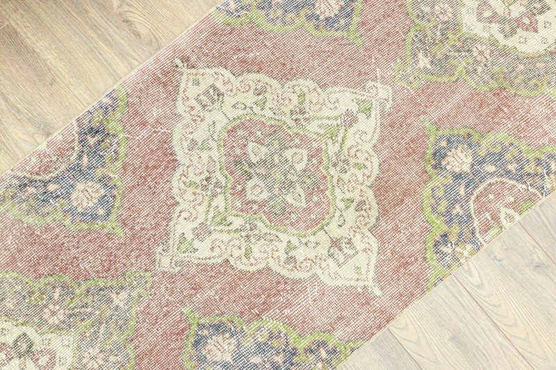 Vintage Turkish Oushak Runner – Organic Wool – Muted Coral Tones – 2'8" x 12'10" gallery