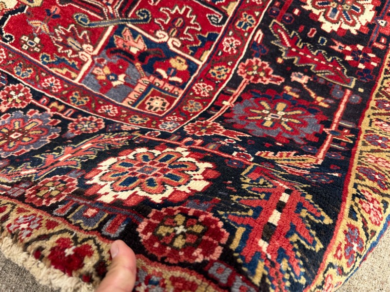 9x12 VINTAGE HERIZ RUG handmade wool oriental HAND-KNOTTED ANTIQUE geometric big gallery
