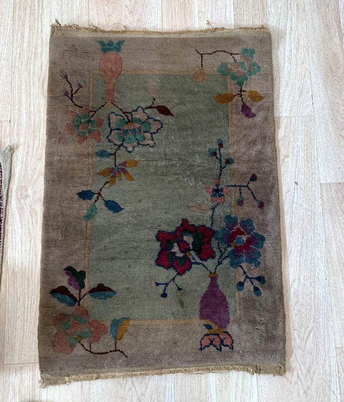 Handmade Antique Art Deco Chinese Rug 2.1' x 3.2' (64cm x 98cm) 1920s - 2B48 gallery