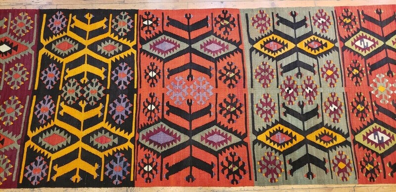 3x12ft Flat-woven Handmade Kilim Runner Rug | Decorative Runner Rug 3x12ft gallery