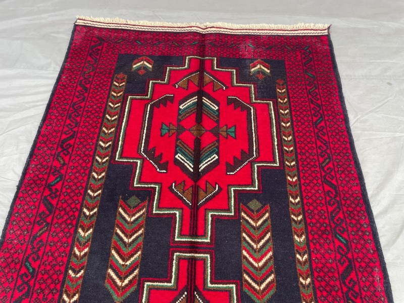 2'11x4'11 ft Vintage Turkmen Hand Knotted Wool Red Black Dual Medallion Area Rug gallery