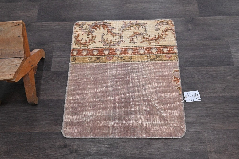 Oushak Turkish Doormat Rug 2x2 PURPLE Anatolian Handmade Vintage Small Kilim Rug