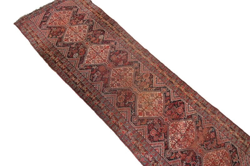 3x10 Rare Antique Handmade Wool Runner Red Tribal Geometric Shabby Chic Rug gallery