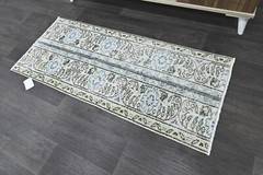 Oushak Turkish Doormat Rug 2×4 BEIGE Vintage Anatolian Handmade Small Kilim Rug