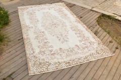 Turkish Rug 66”x112” Vintage Light Muted Color Rug Oushak Rug 170x286cm 5×9