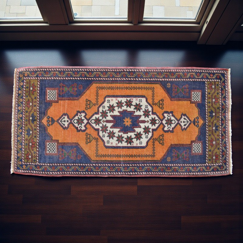 Turkish Rug Vintage Small Rug Handmade Rug Entryway decor Door Mat 2x4 ft approx gallery