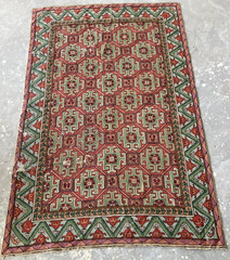 Vintage Handmade Kashmiri Bokhara Geometric Crewel Wool Area Rug 180×120 cm
