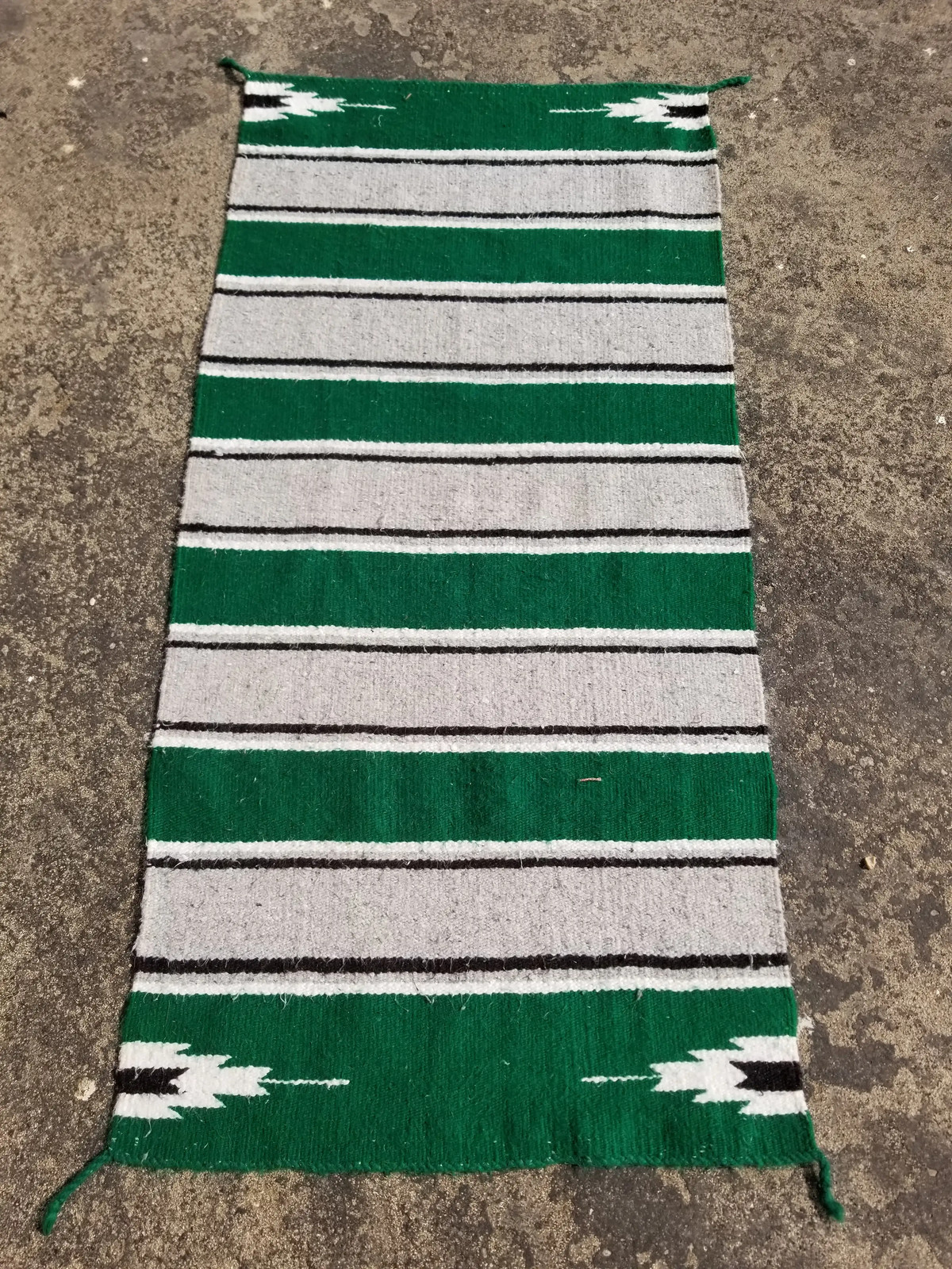 Vintage Handmade Native American Navajo Saddle Blanket Wool Rug 5.0x2.4 ft gallery