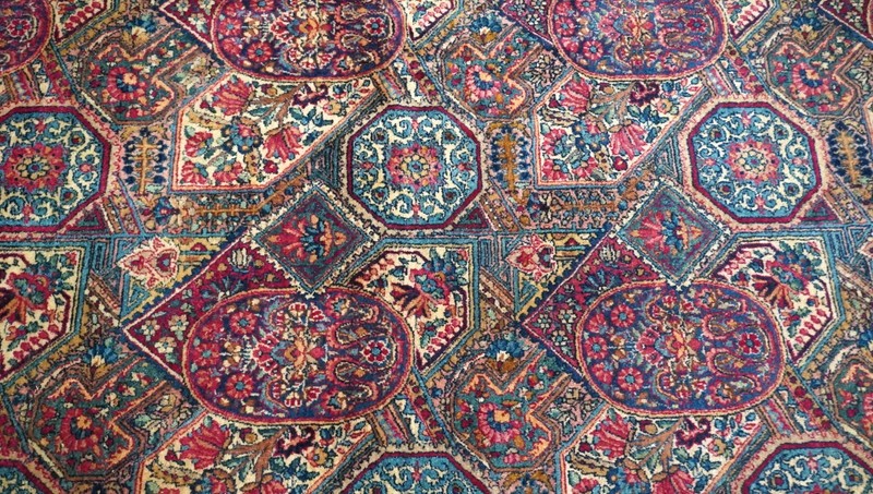 Antique Kirman 8'10" x 12' Hand Knotted Wool Phenomenal Rare Oriental Rug gallery