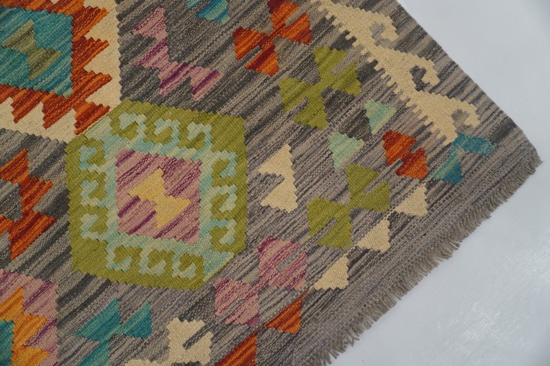 5x7 Afghan Gray Hand Woven Wool Tribal Area Rug 5'0"x6'7" gallery
