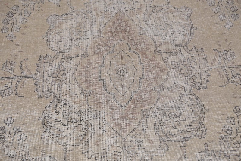 Muted Distressed Geometric Traditional Area Rug Hand-made Vintage Carpet 7x10 gallery