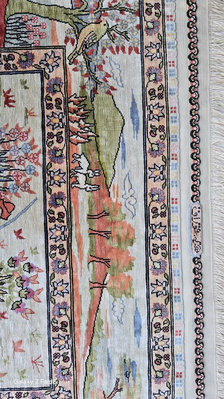 FASCINATING FINE 100% SILK GENUINE SIGNED TURKISH HEREKE RUG 12 X 12 , 900kpsi gallery