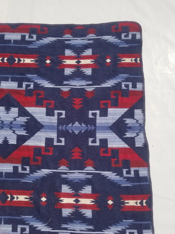 Fine Vintage Traditional Hand Made Oriental Wool Blue Kilim 192x141cm gallery
