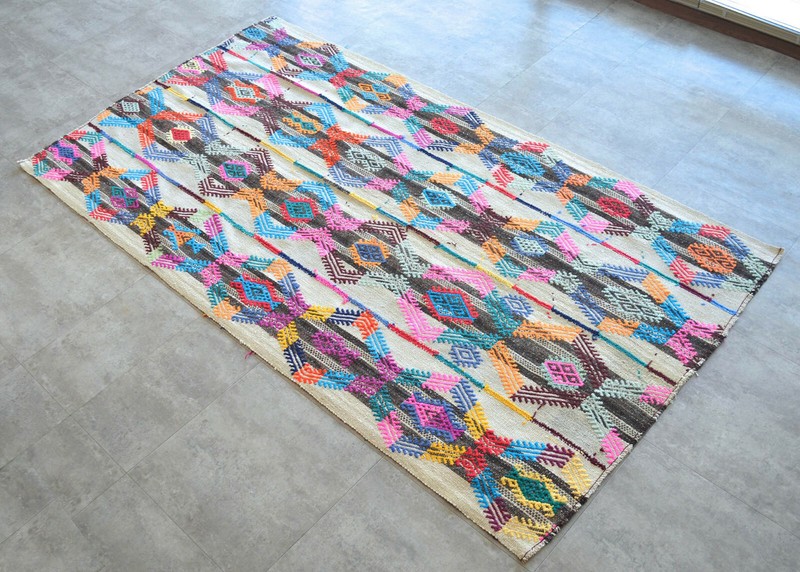 5x8 Rug Hand Made Kurdish Kilim Rug Flat Weave Colorful Primivite Rug 4′6″×8′2″ gallery