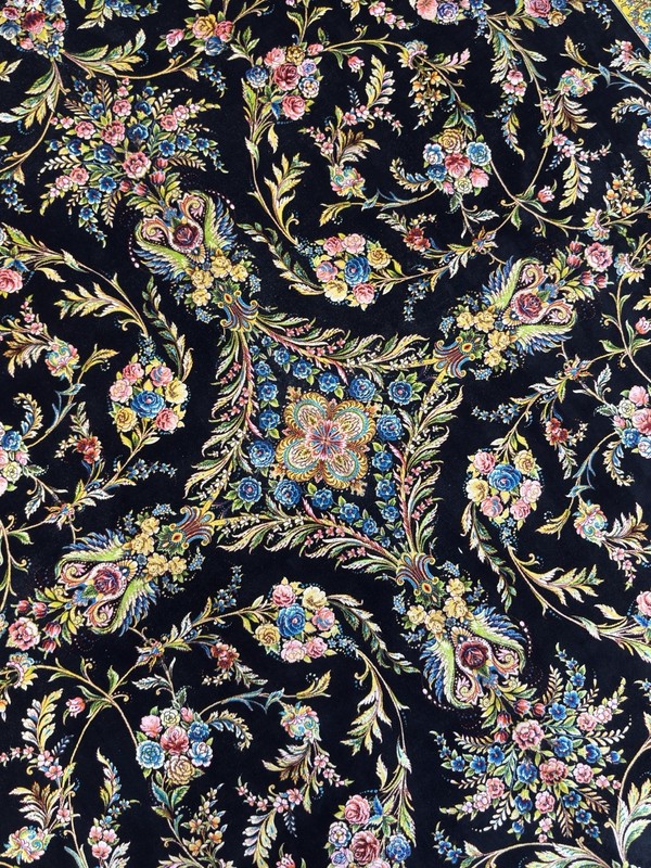 Black 8x11 Ft Silk Floral Oriental Area Rug Traditional Medallion Living Room gallery