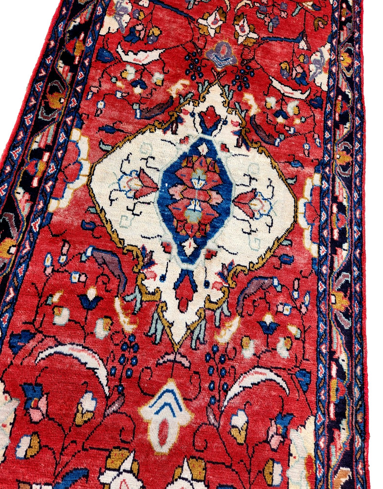 3'9"x12'8" ANTIQUE HAND KNOTTED CAUCASIAN MALAYER TRIBAL WOOL RUG RUNNER