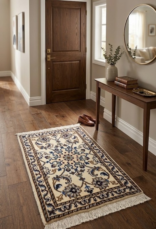 Hand-Knotted Indo-Nain Wool Rug Classic Floral Design Oriental Carpet 2X3 ft gallery