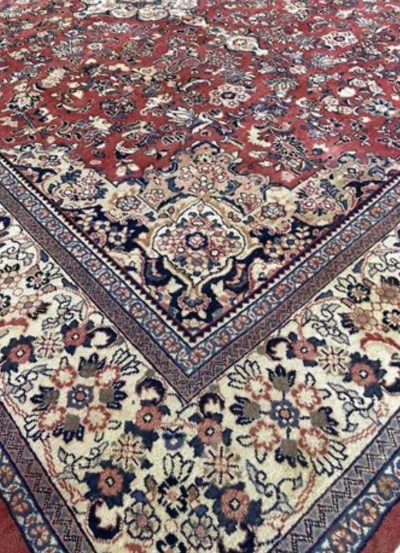 Vintage Original Area Rug Oriental Red Knotted Wool MAHAL Antique Rust 10 X 14f gallery