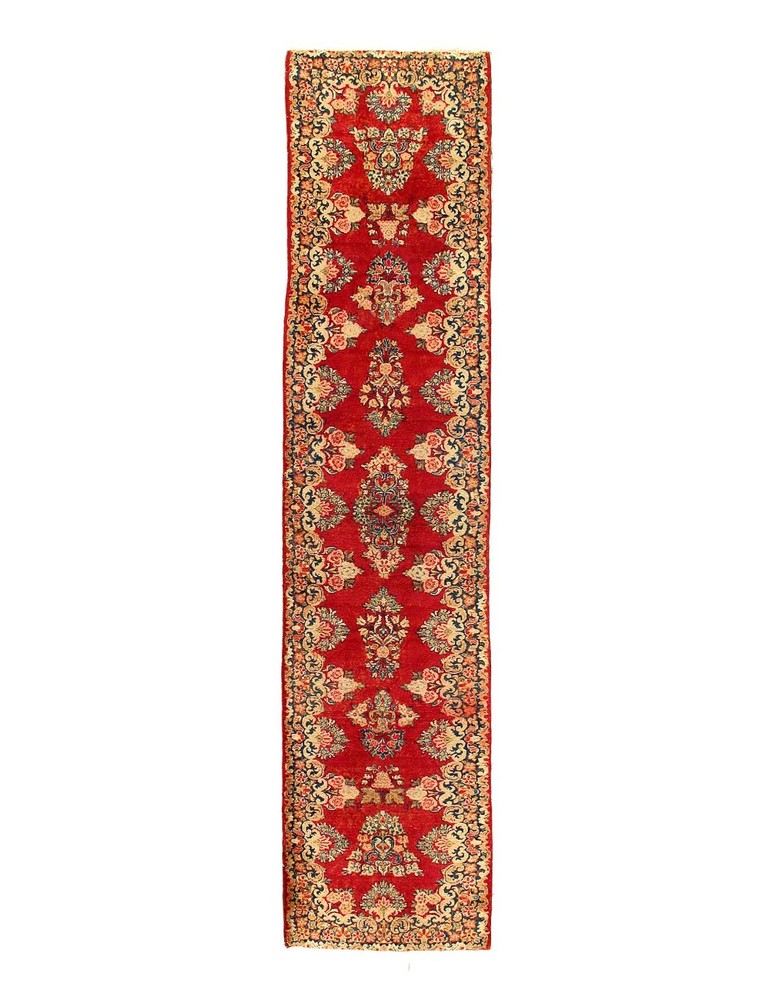 Red Color Hand Knotted Antique sarouk Runner 2'6'' X 11'