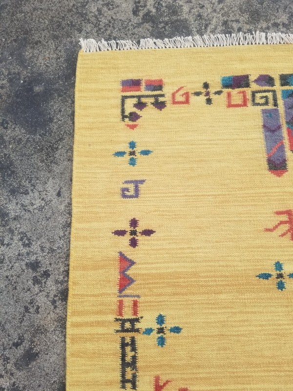 Vintage Traditional Handmade Beautiful Moroccan Kilim Floor Rug Carpet 120x68 cm gallery