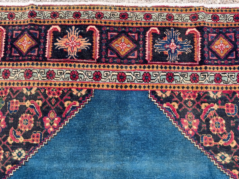 ANTIQUE ORIENTAL RUG BLUE 7x11 VINTAGE handmade handwoven real old 7x10 8x10 ft gallery