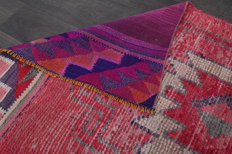 Vintage Turkish Runner Rug 3x12ft RED Handmade Anatolian Oushak Hallway Wool gallery