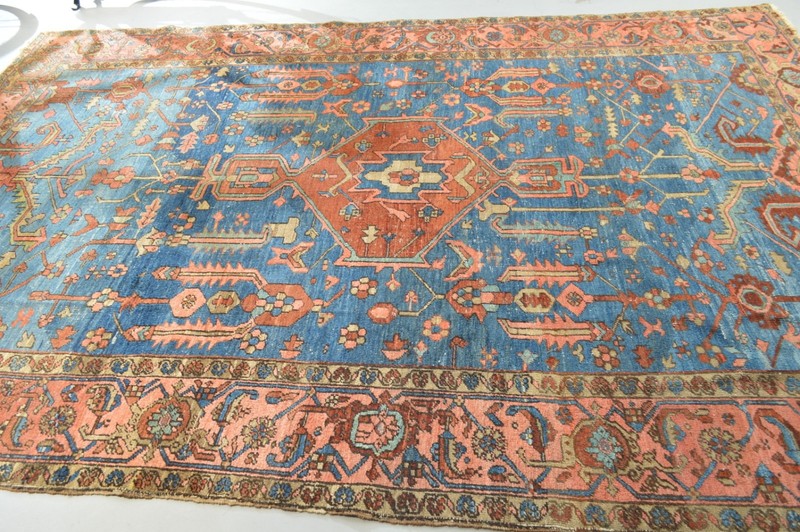 FABULOUS ANTIQUE SERAPI UNIQUE SKYBLUE RUG 1880’S NATURAL COLOURS gallery